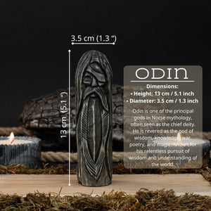 Hand-Carved Odin Figurine – 13 cm (5.1 inches) Wooden Norse God Sculpture