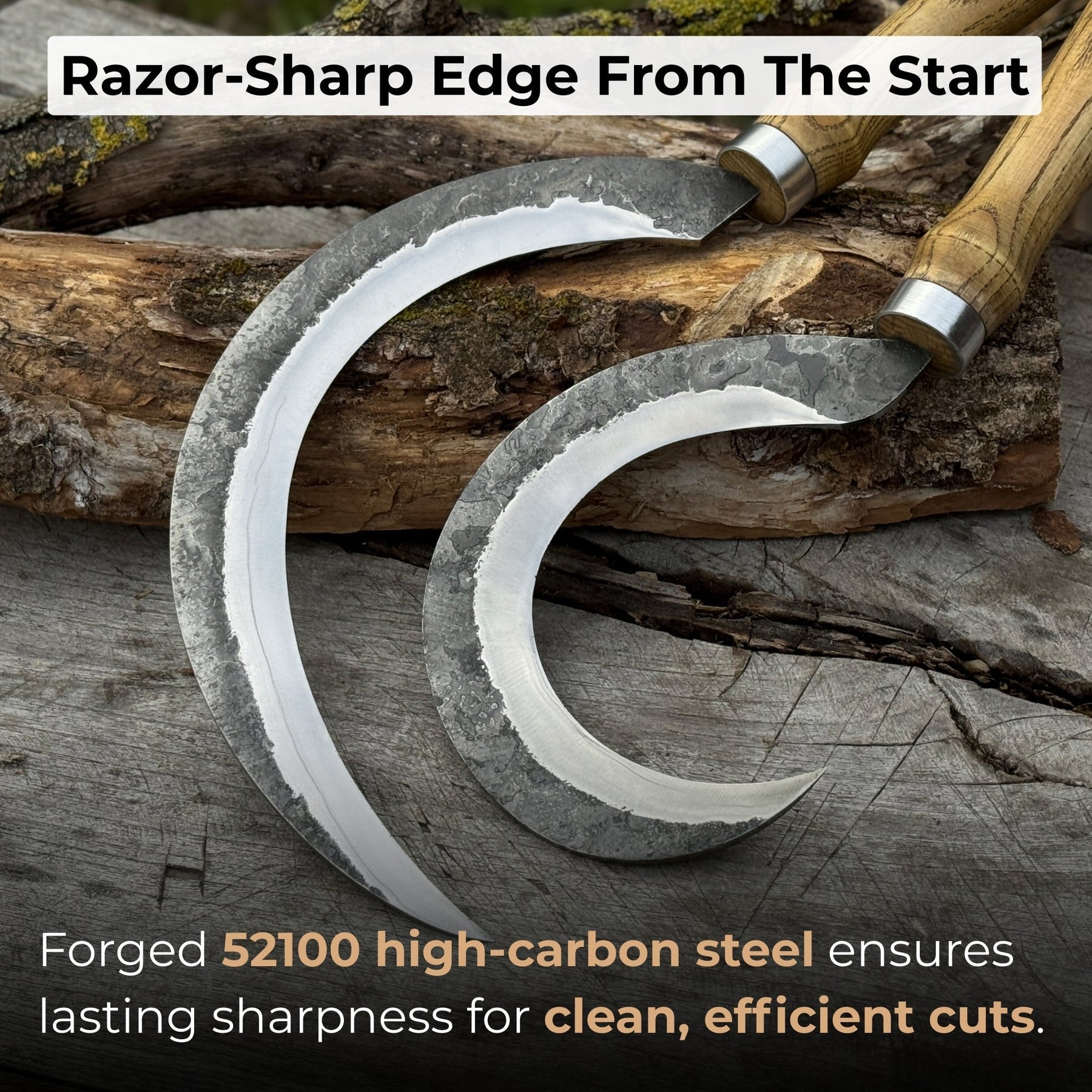 Hand-Forged 2-Piece Sickle Set with Leather Sheaths