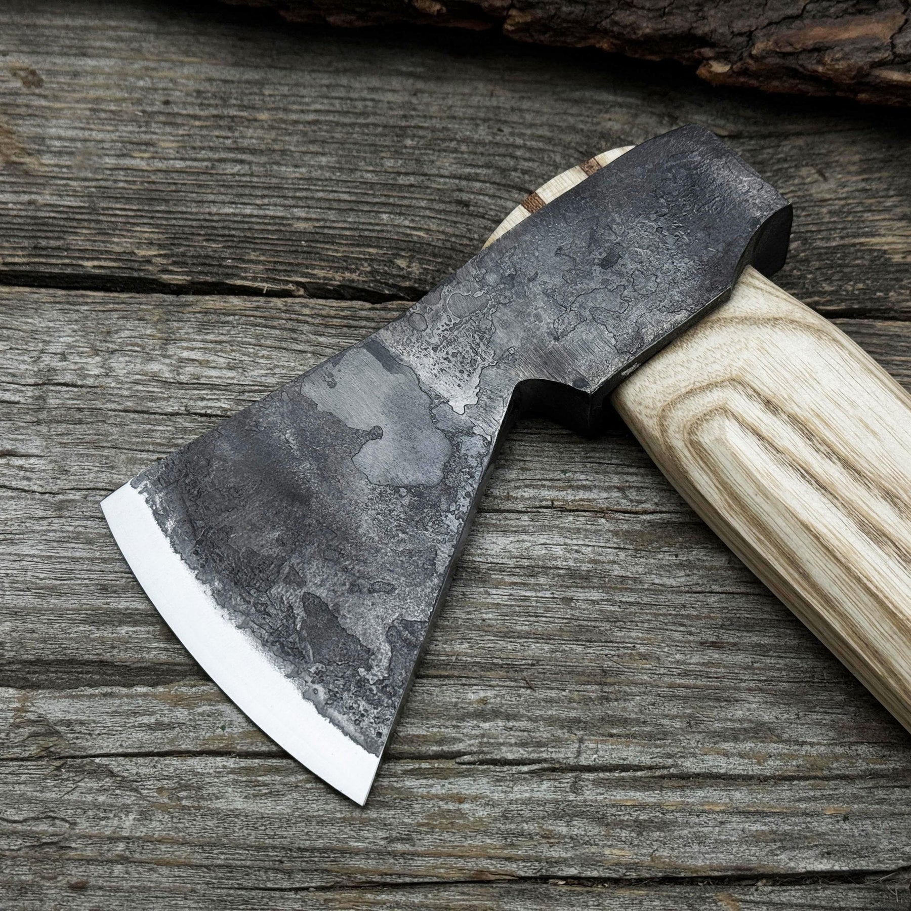 Hand-Forged Bushcraft Hatchet with Leather Back Sheath, 0.74 kg (1.63 lb)