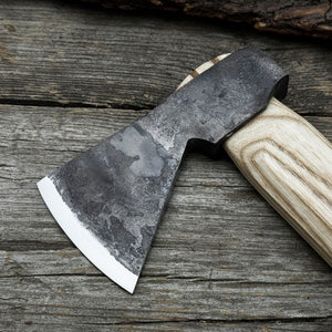 Hand-Forged Bushcraft Hatchet with Leather Back Sheath, 0.74 kg (1.63 lb)