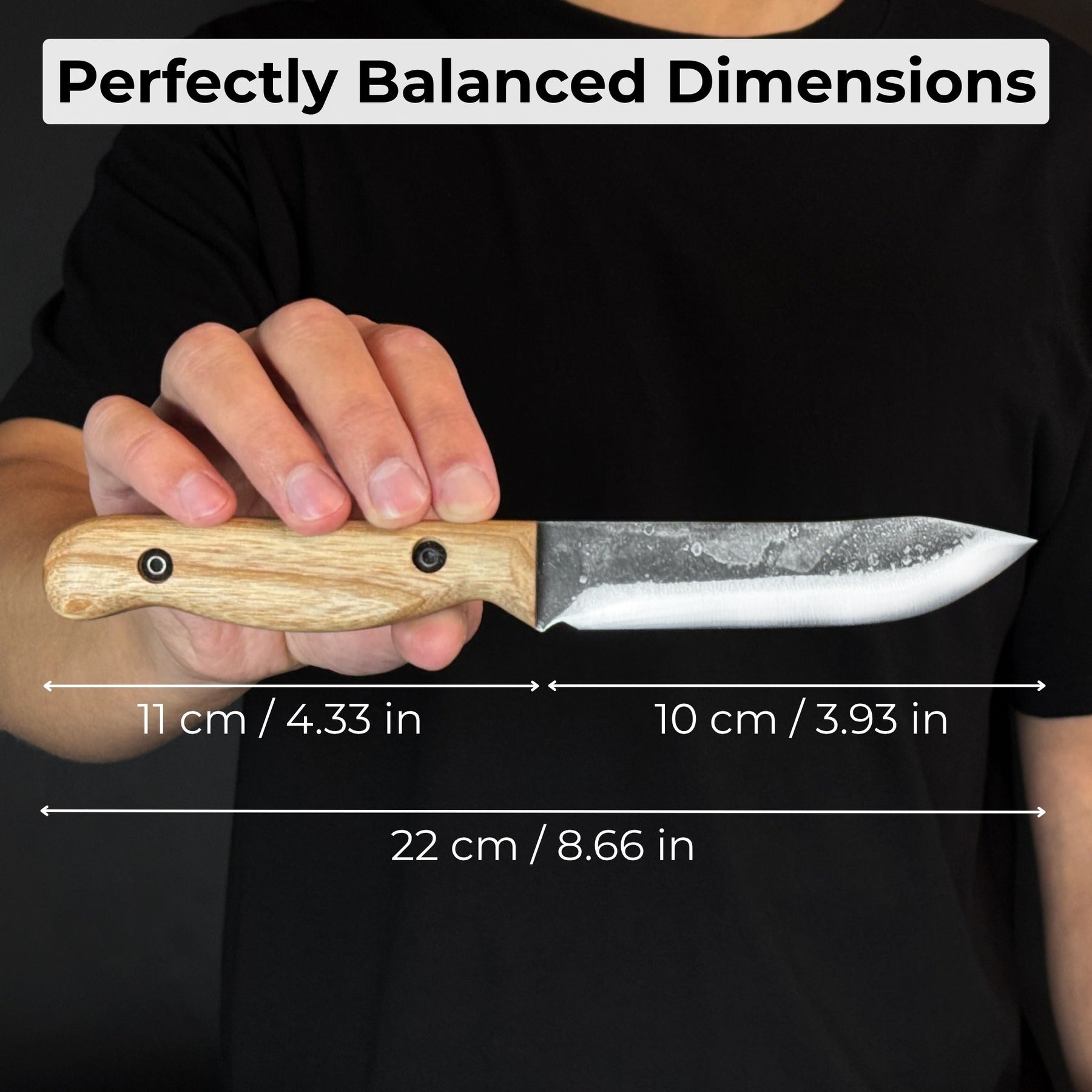 Hand-Forged Bushcraft Knife, 10 cm (3.9 in) Blade with Leather Sheath