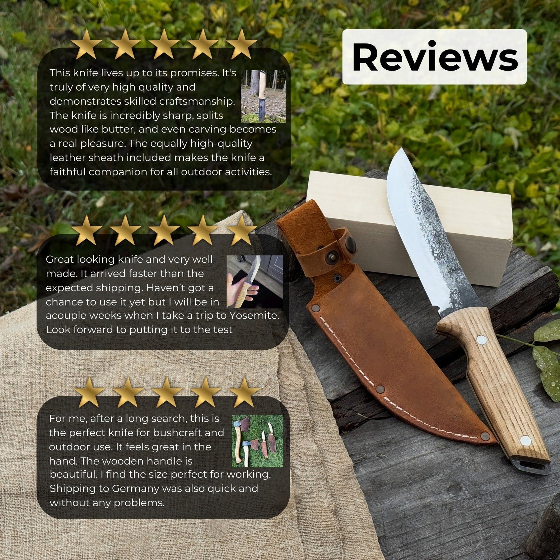 Hand-Forged Bushcraft Knife, 12 cm (4.72 inches)