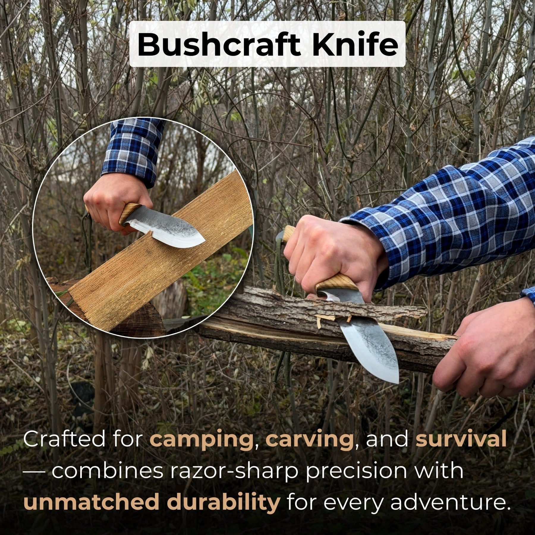 Hand-Forged Bushcraft Knife, 15.5 cm (6.1 inches)