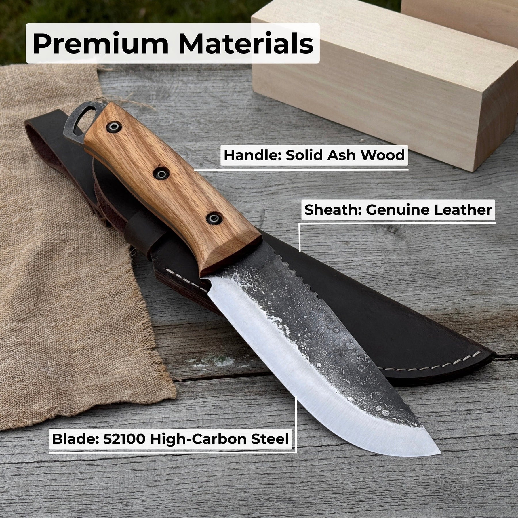 Hand-Forged Camping Knife, 12.5 cm (4.9 inches)