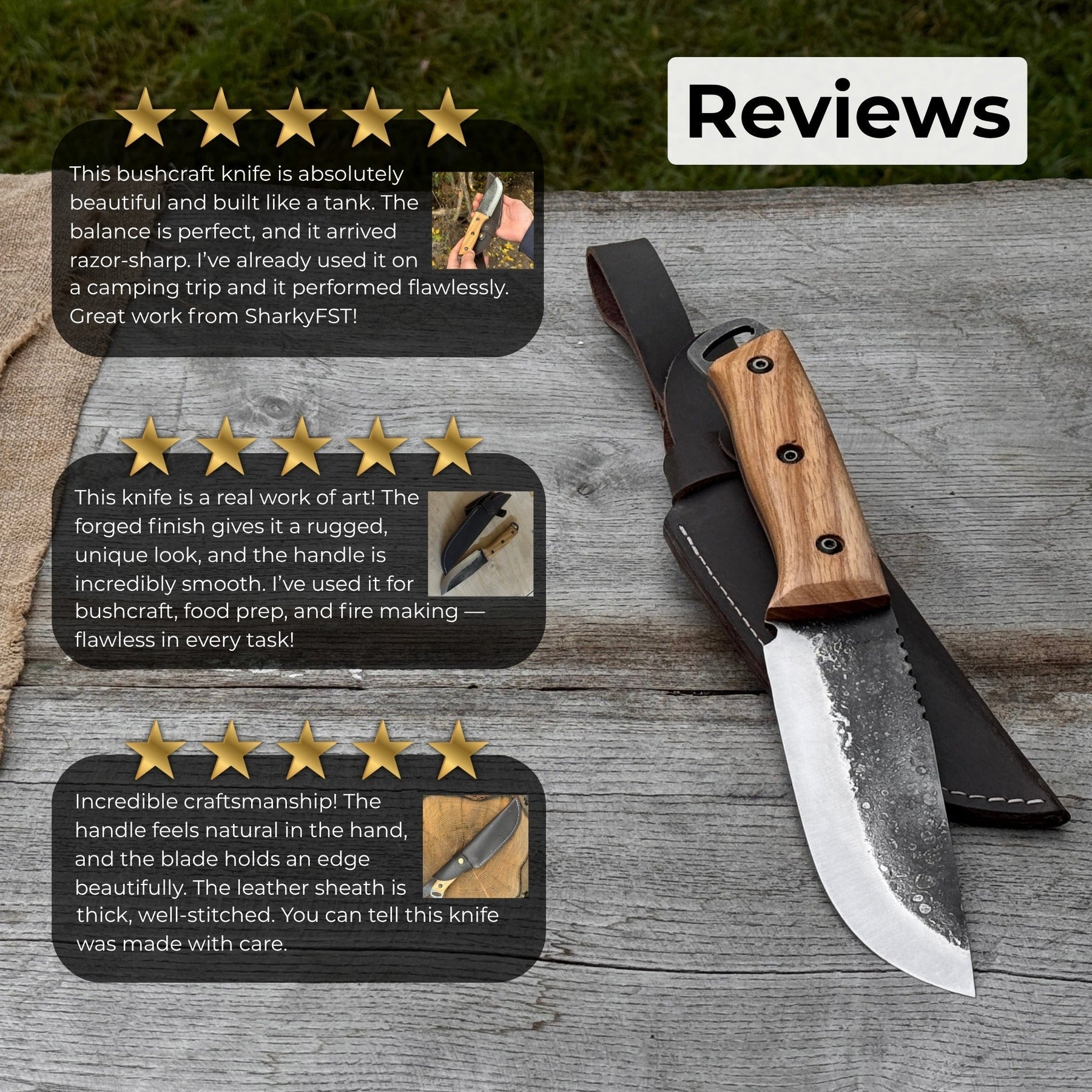 Hand-Forged Camping Knife, 12.5 cm (4.9 inches)