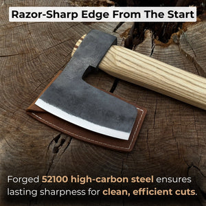 Hand-Forged Carpenter's Axe with Leather Sheath, 0.84 kg (1.85 lb)