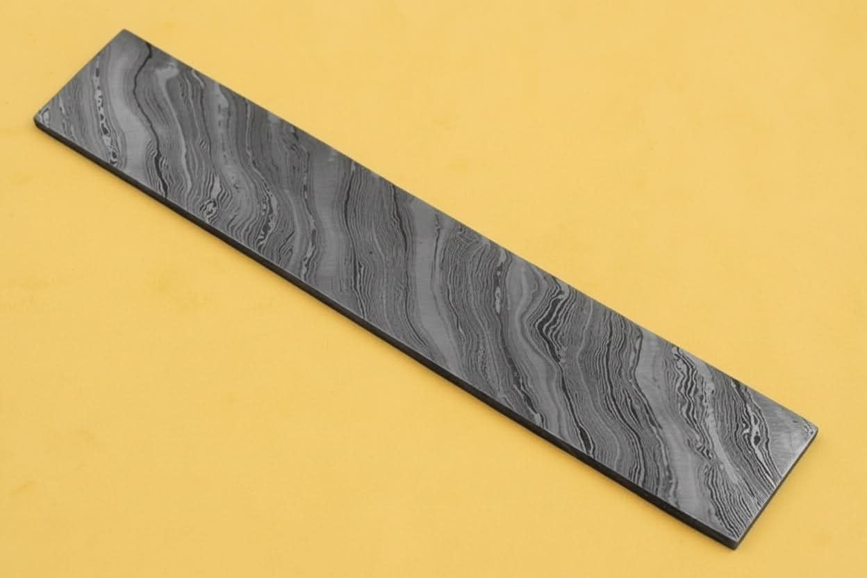 9 Inch Damascus Steel Billet Bar 2 Inch Wide Pattern Welded Blank for Knife and Blade Making by JW SteelCrafts