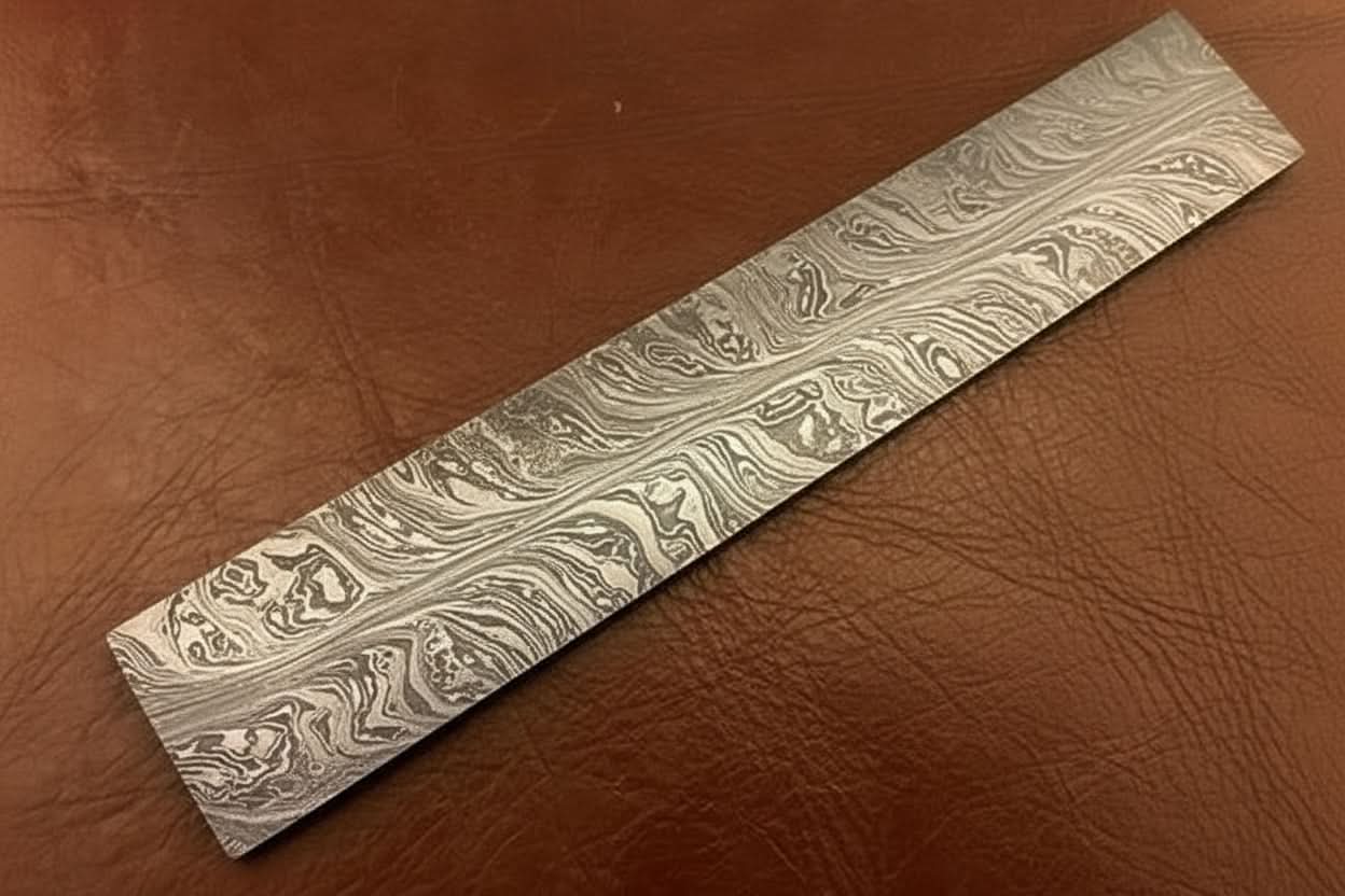 7 Inch Damascus Steel Billet Bar Pattern Welded Blank for Knife and Tool Making by JW SteelCrafts
