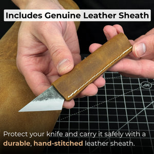 Hand-Forged Kiridashi Knife - Razor-Sharp Carbon Steel Blade with Leather Sheath