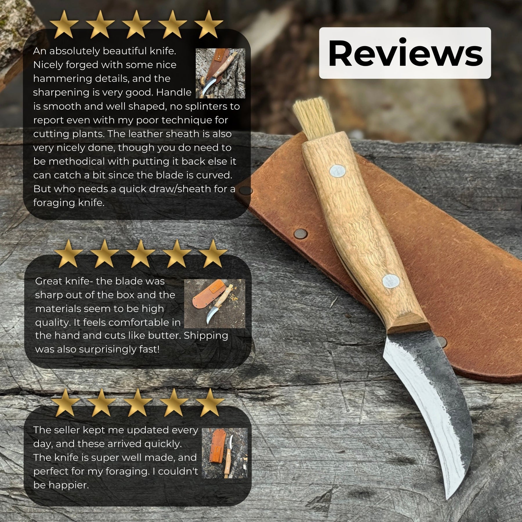 Hand-Forged Knife for Mushroom Foraging, 8 cm (3.15 inches)