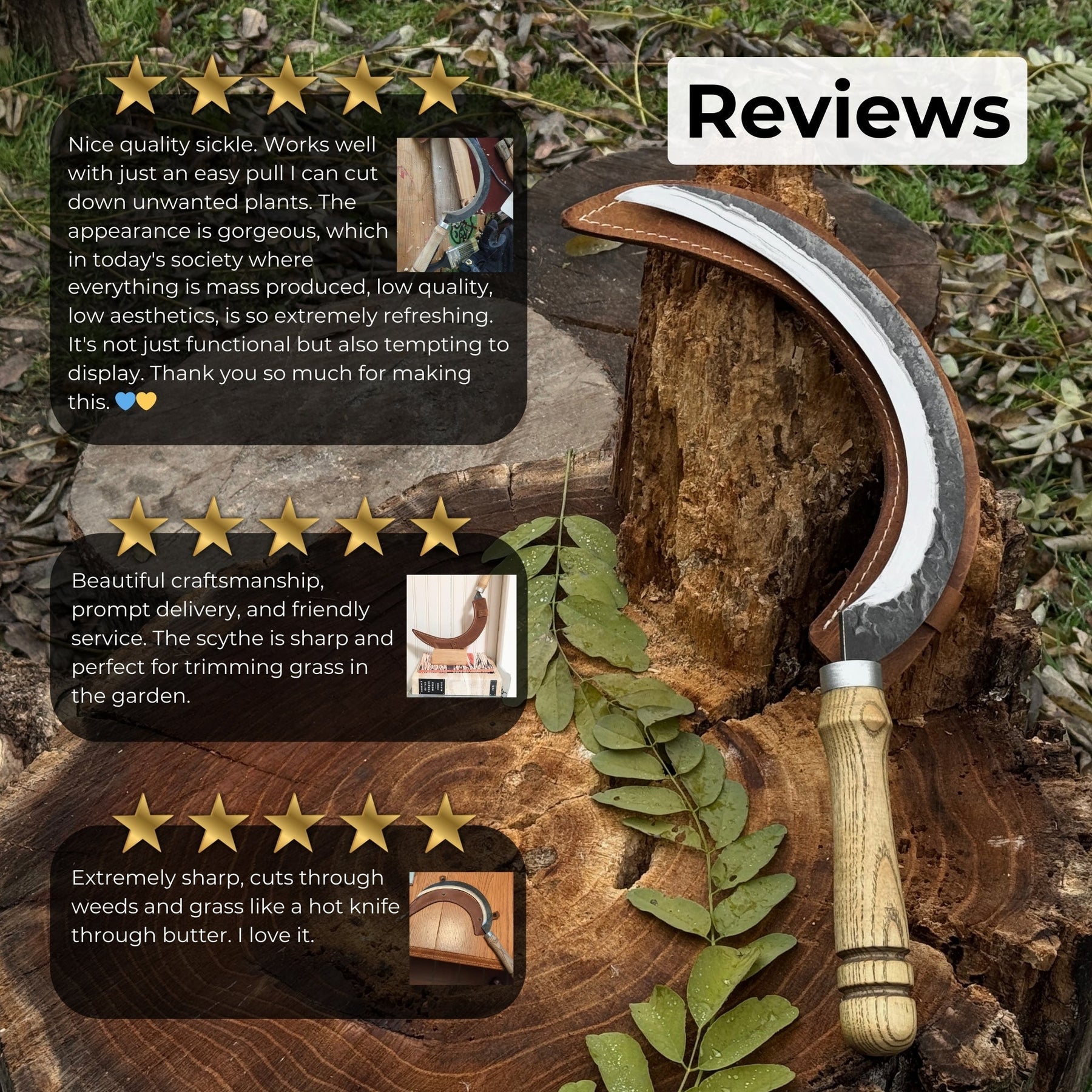 Hand-Forged Large Sickle, ⌀19 cm (7.5 inches)