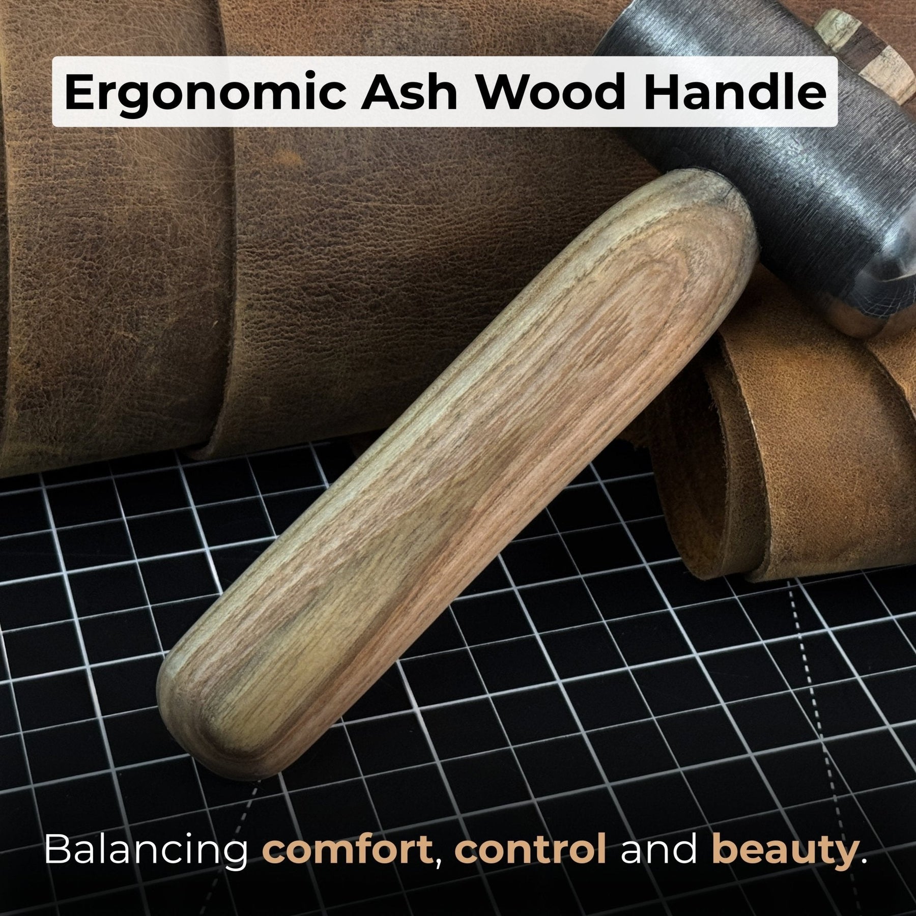Hand-Forged Leather Hammer, 500 g (17.6 oz)