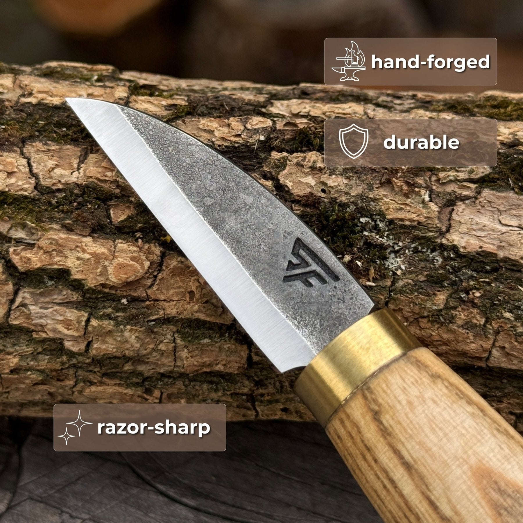 Hand-Forged Roughing Knife, Blade 5 cm (1.97 inches)