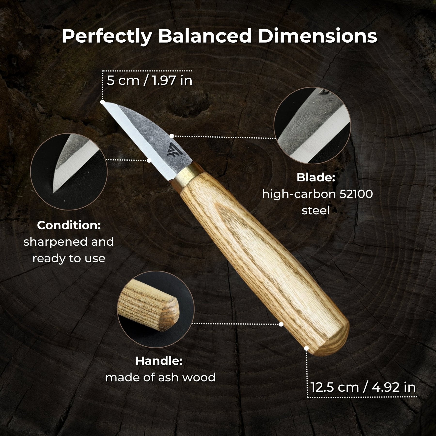 Hand-Forged Roughing Knife, Blade 5 cm (1.97 inches)