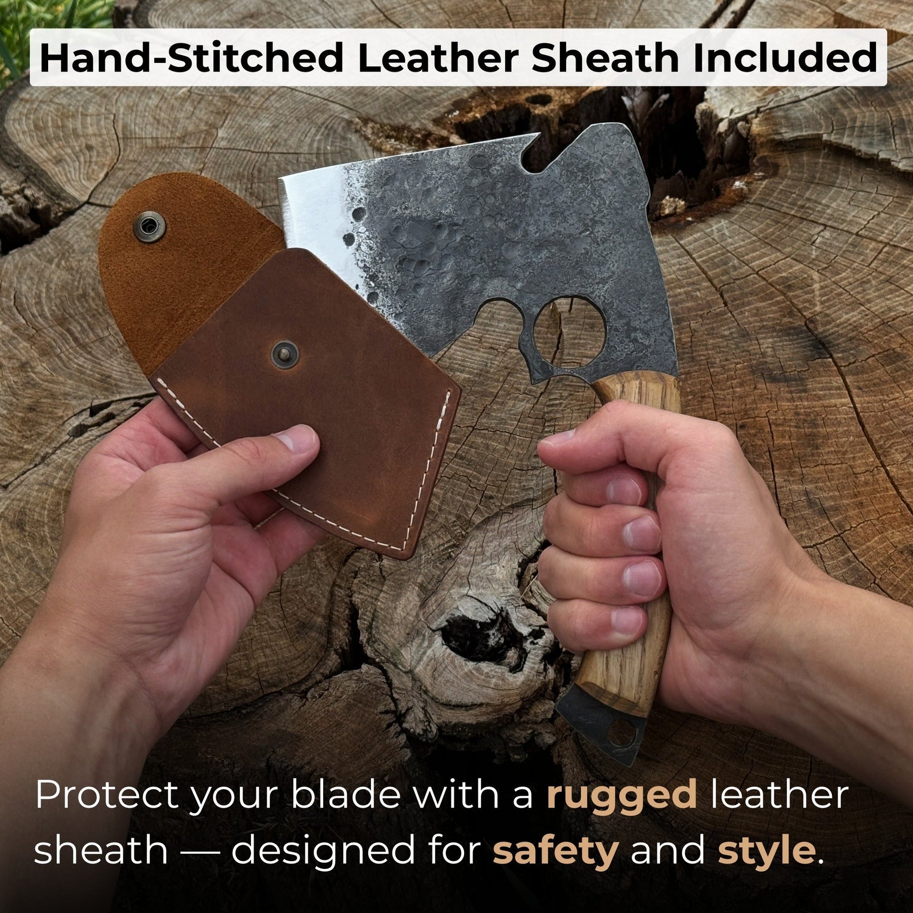 Hand-Forged Small Camping Axe with Curved Handle, 0.52 kg (1.15 Ibs)