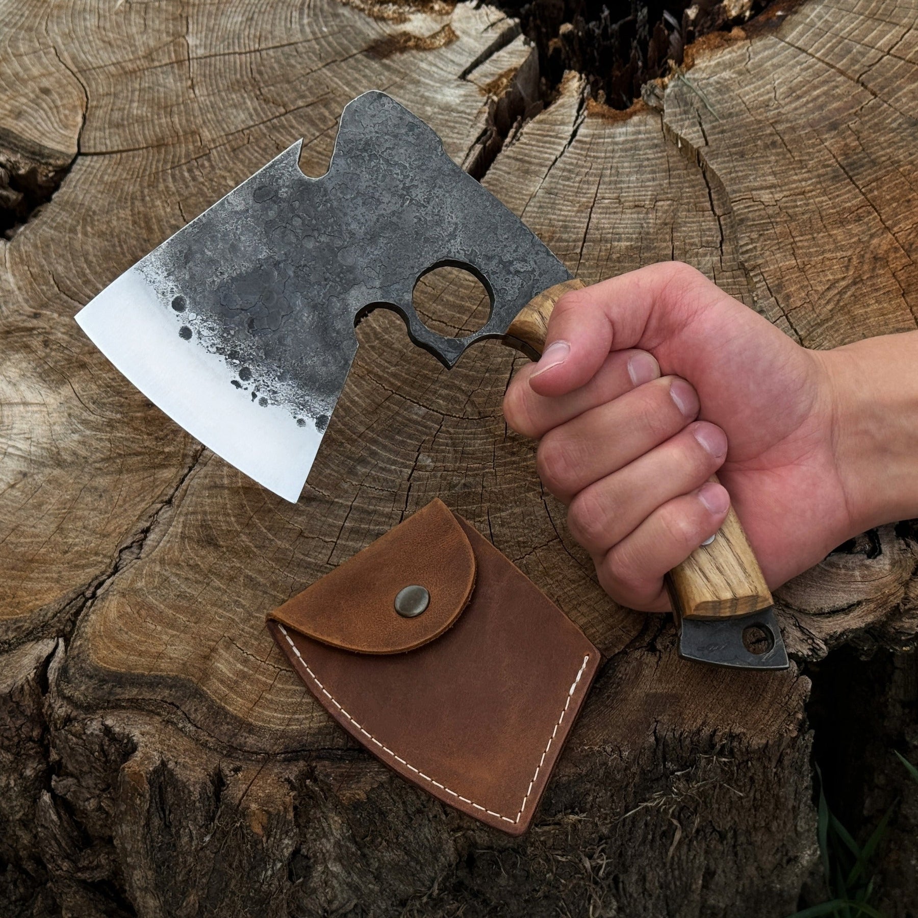 Hand-Forged Small Camping Axe with Curved Handle, 0.52 kg (1.15 Ibs)