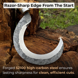 Hand-Forged Small Sickle – 9 cm (3.54 inches) Blade with Leather Belt Attachment