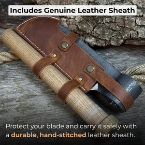 Hand-Forged Small Splitting Froe – Leather Sheath with Handle Holder