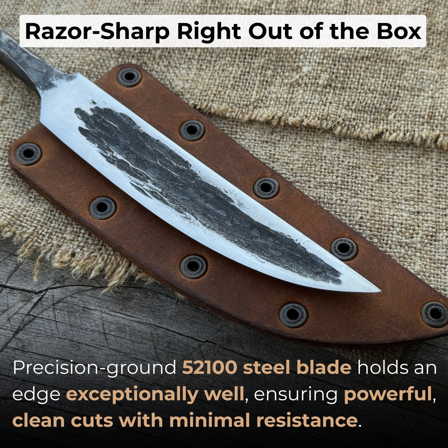 Hand-Forged Yakut Blade with Leather Sheath, 10 cm (3.93 inches)