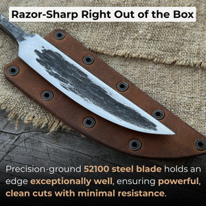Hand-Forged Yakut Blade with Leather Sheath, 10 cm (3.93 inches)