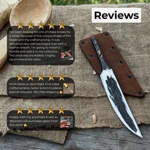Hand-Forged Yakut Blade with Leather Sheath, 10 cm (3.93 inches)