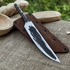 Hand-Forged Yakut Blade with Leather Sheath, 10 cm (3.93 inches)
