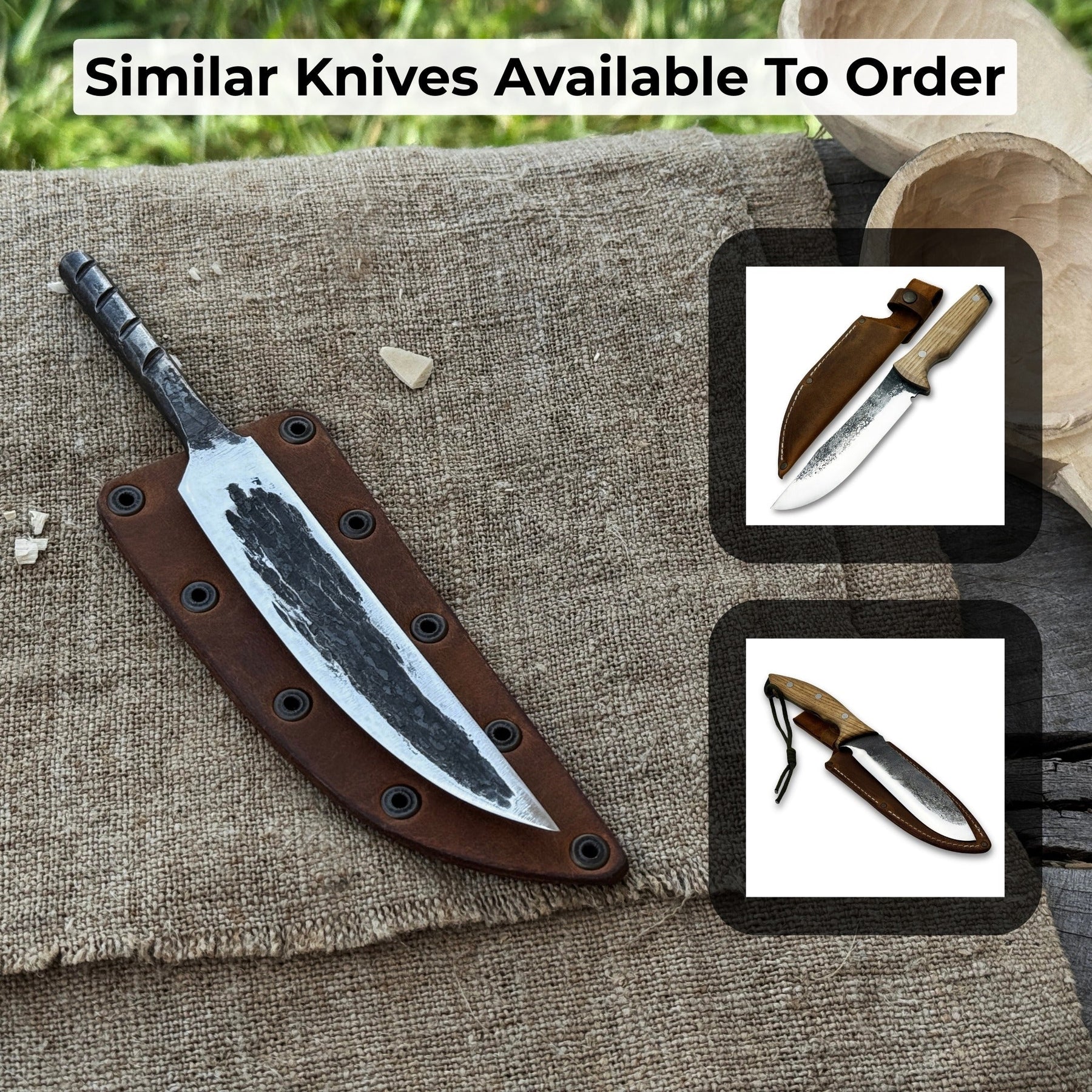 Hand-Forged Yakut Blade with Leather Sheath, 10 cm (3.93 inches)