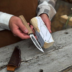 Hand-Forged Yakut Knife with Leather Sheath, 9.5 cm (3.74 inches)