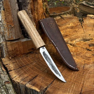 Hand-Forged Yakut Knife with Leather Sheath, 9.5 cm (3.74 inches)