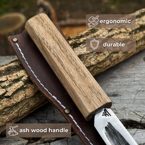 Hand-Forged Yakut Knife with Leather Sheath, 9.5 cm (3.74 inches)