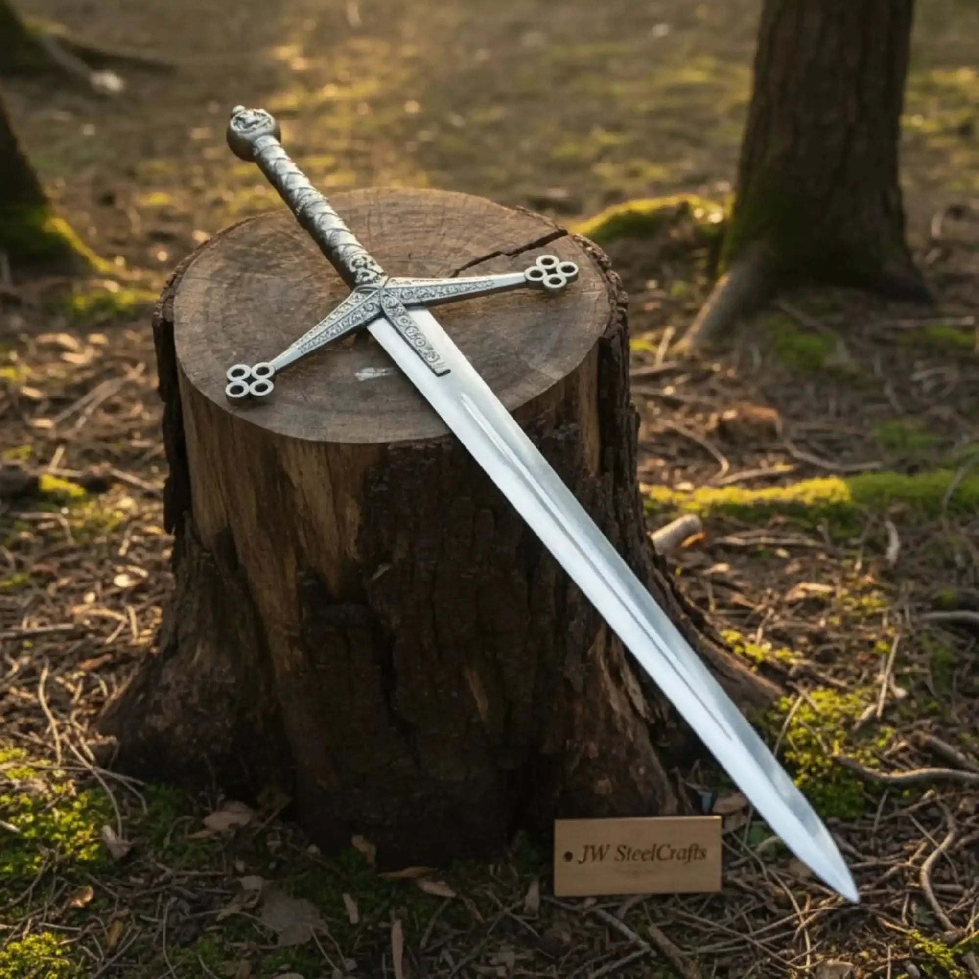 Handmade European Crusader Sword in Polished Steel with Medieval Crossguard for Collection and Display by JW SteelCrafts, Southern lifestyle apparel main product photo