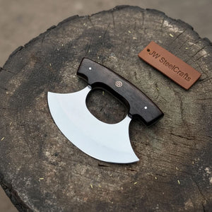 Handmade Stainless Steel Ulu Knife – Wenge Wood Handle | 5.5” Blade | Mosaic Pin | JW SteelCrafts by JW SteelCrafts
