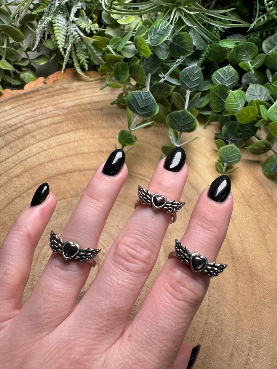 Hypersthene Angel Heart Ring Adjustable