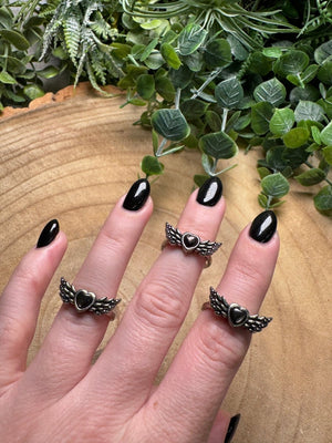 Hypersthene Angel Heart Ring Adjustable