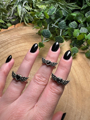 Hypersthene Angel Heart Ring Adjustable