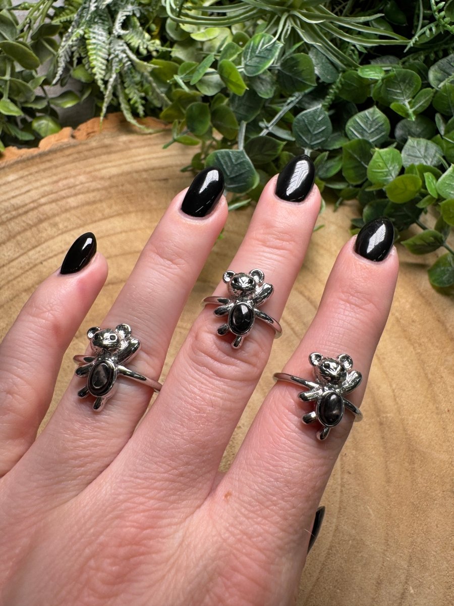 Hypersthene Bear Ring Adjustable