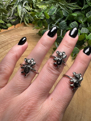 Hypersthene Bear Ring Adjustable