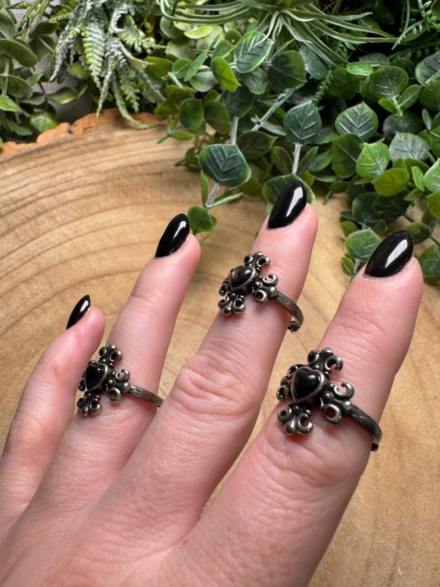 Hypersthene Heart Ring Adjustable