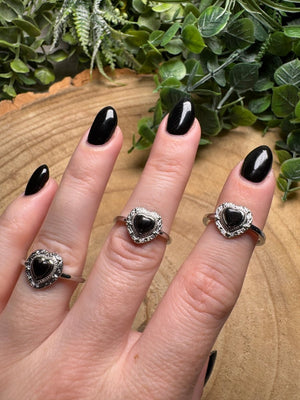 Hypersthene Heart Ring Adjustable