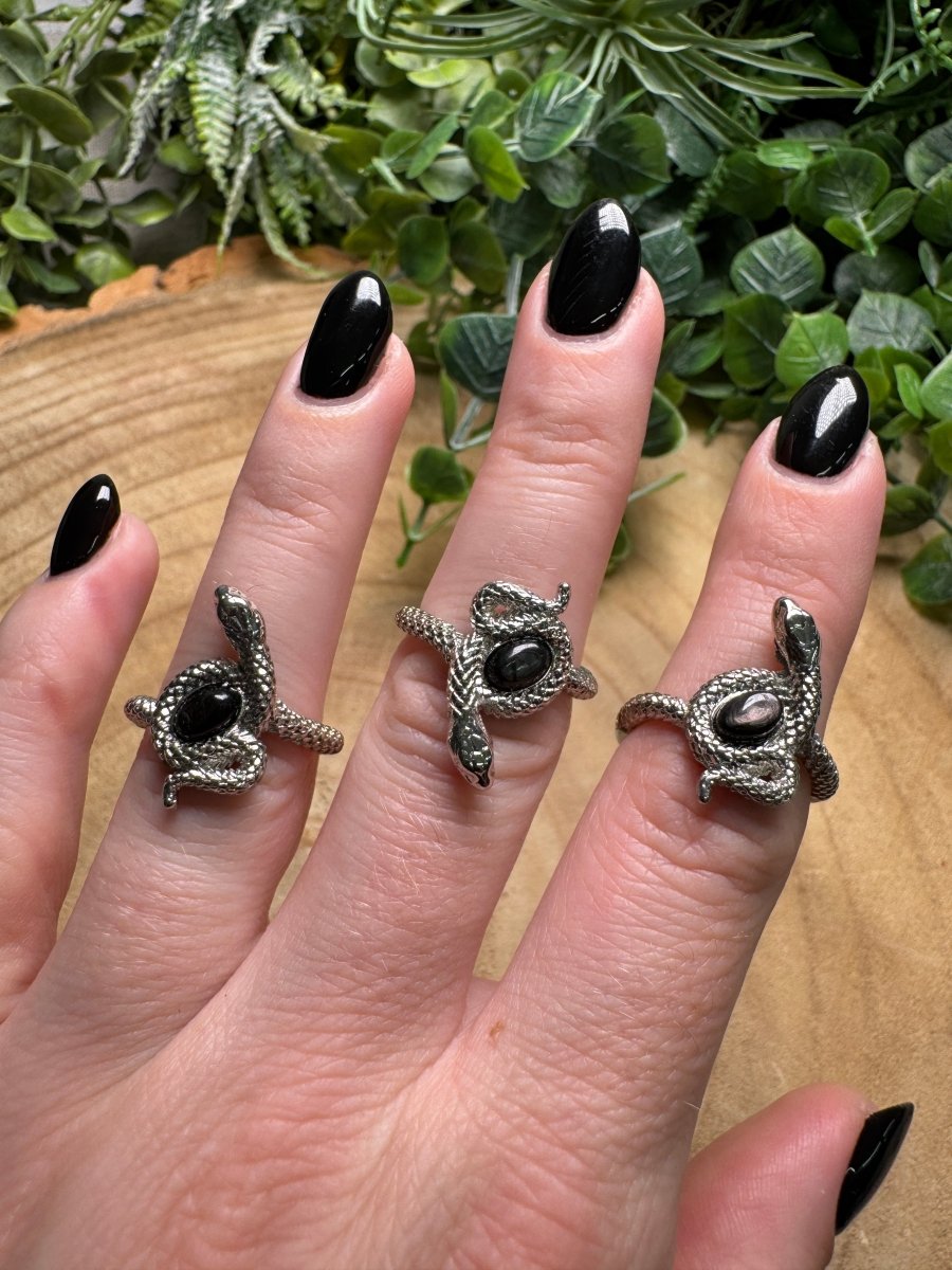 Hypersthene Snake Ring Adjustable