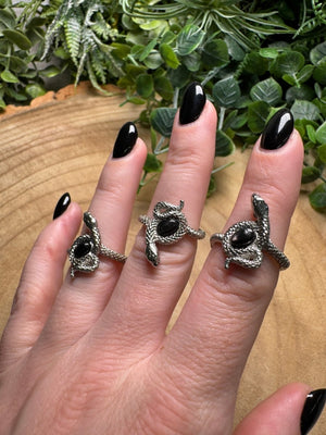 Hypersthene Snake Ring Adjustable