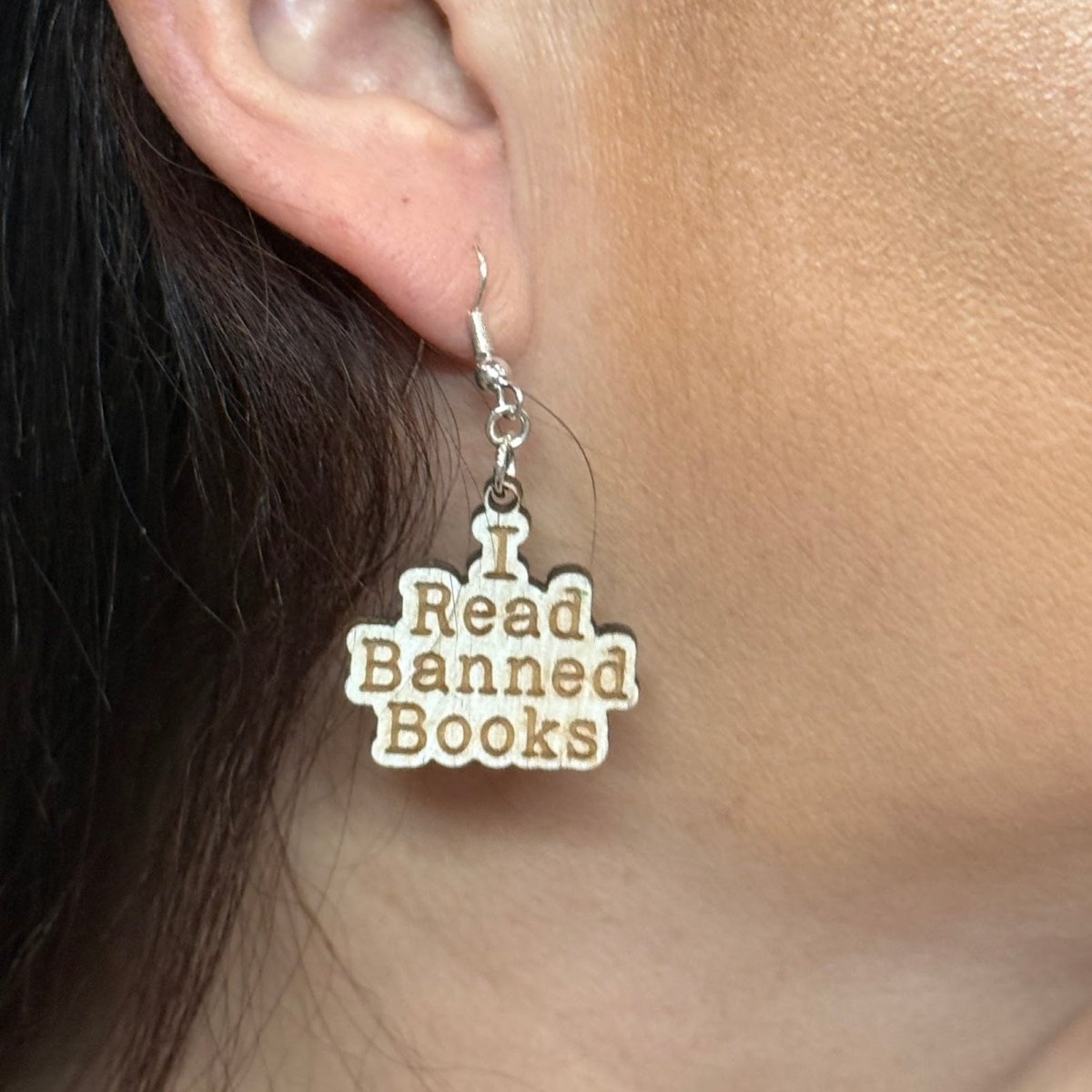 I Read Banned Books Wooden Earrings | Book Lover Literary Jewelry