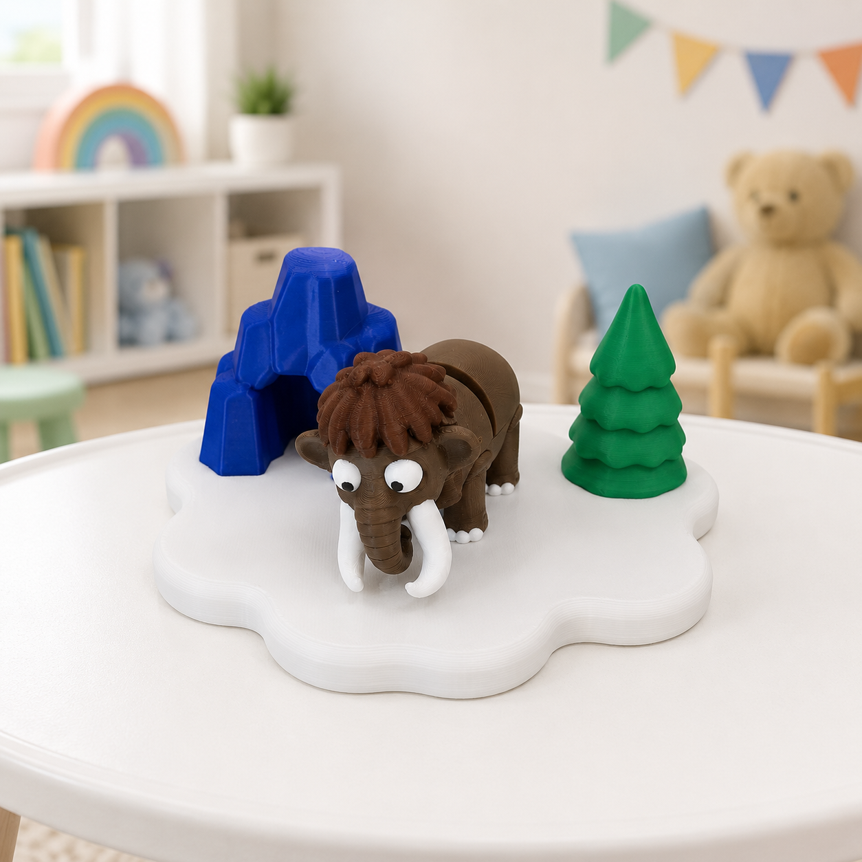 Ice Age wooly mammoth miniature playset in nursery setting