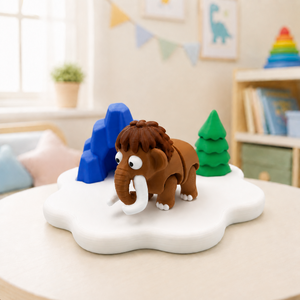 Side view of Ice Age wooly mammoth playset made by kids at The Tween Space