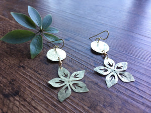 Handmade Metal Flower Earrings: Hammered Brass Dangles