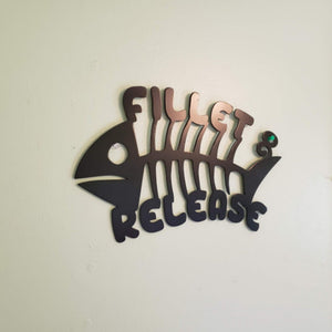 Fillet and Release Fishing Metal Wall Art – Fisherman Decor, Lake House or Cabin Accent