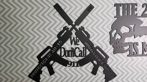We Don’t Dial 911 AR-15 Metal Wall Art – Second Amendment Gun Rights Sign for Home or Garage