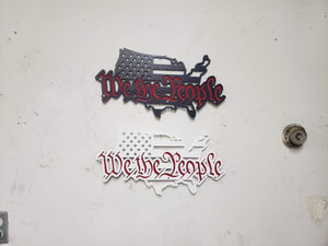 We The People American Flag Metal Wall Art, 2 Layered Cut Steel Wall Decor, Patriotic USA Home or Office Decoration