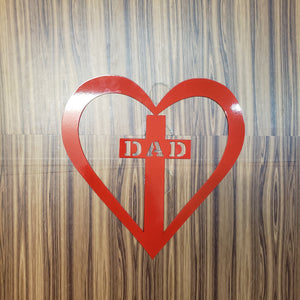 Dad in Heart Memorial Metal Art – Loving Memory Gift, Cross and Heart Wall Plaque