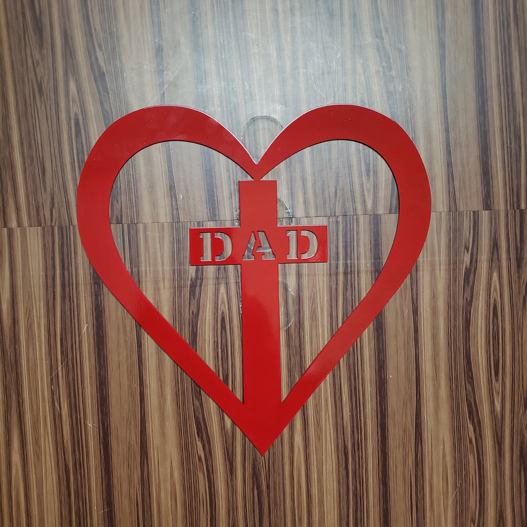 Dad in Heart Memorial Metal Art – Loving Memory Gift, Cross and Heart Wall Plaque